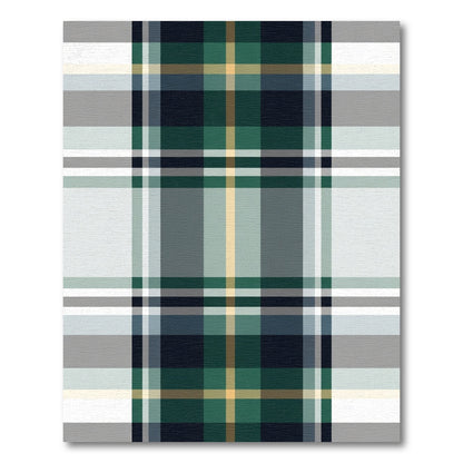 Forest Green and Gray Plaid Rug