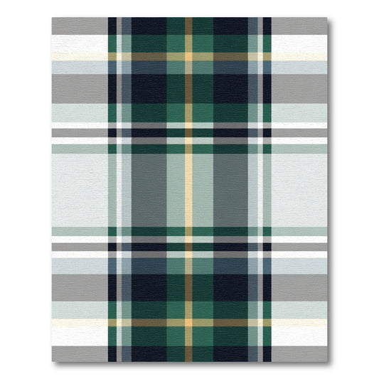Forest Green and Gray Plaid Rug