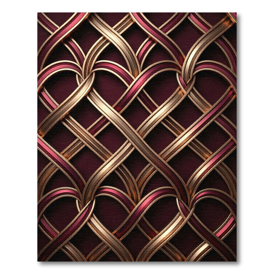 Crimson Gold Interwoven Lattice Rug