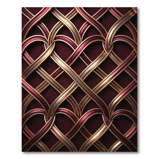 Crimson Gold Interwoven Lattice Rug