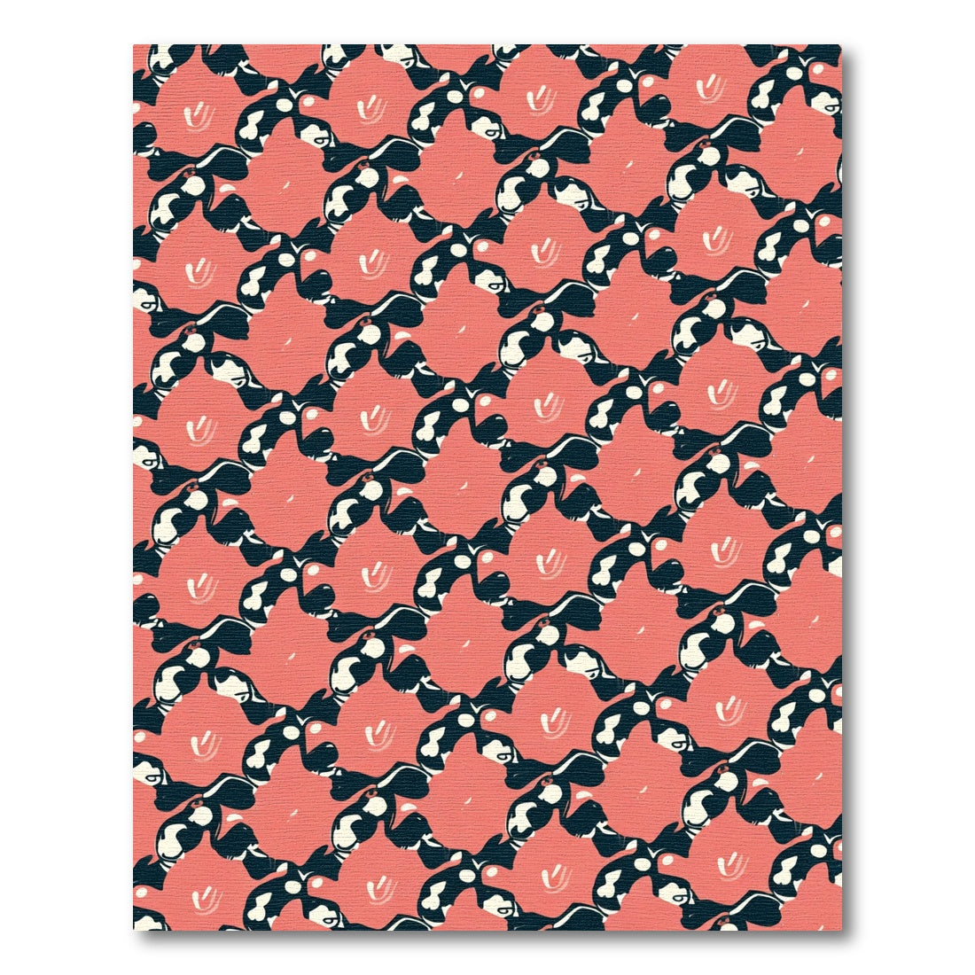 Coral Pink Abstract Floral Swirl Rug