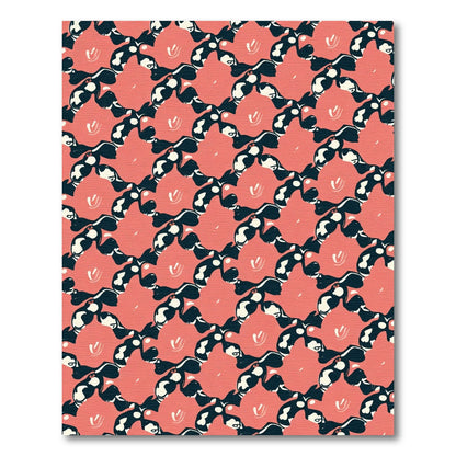 Coral Pink Abstract Floral Swirl Rug