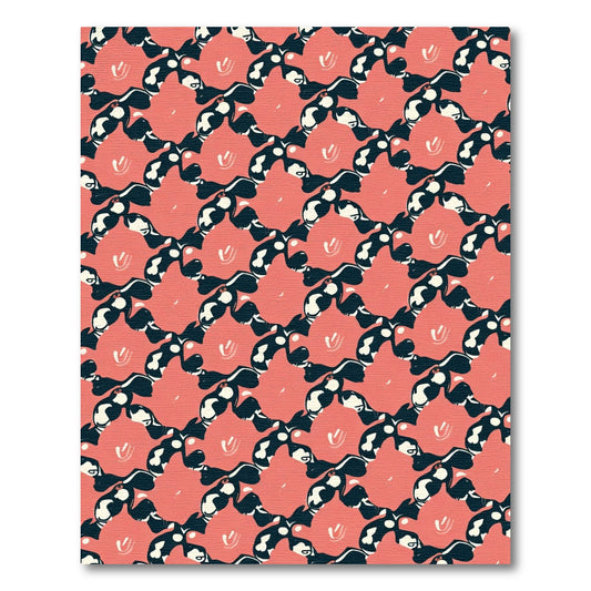 Coral Pink Abstract Floral Swirl Rug