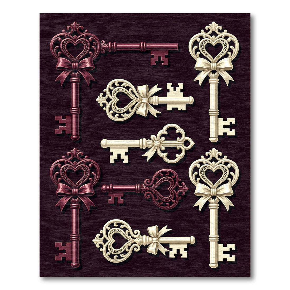 Ornate Heart Key Arrangement Rug