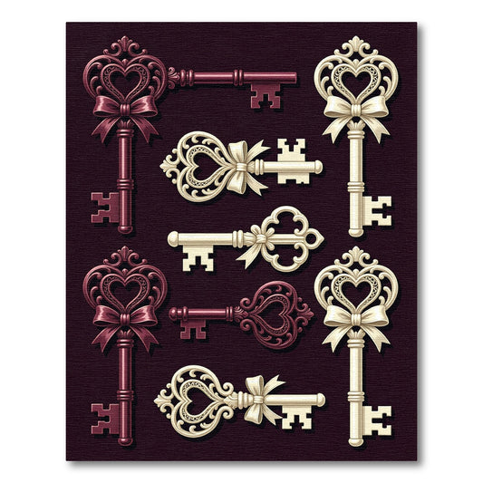 Ornate Heart Key Arrangement Rug