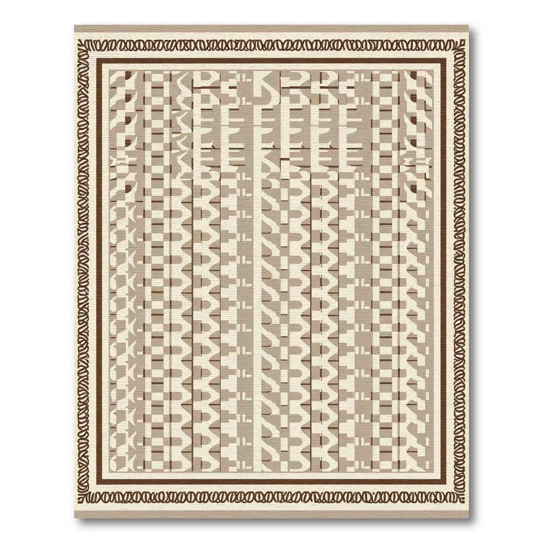 Geometric Beige Interlocking Ogee Rug