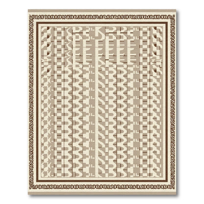 Geometric Beige Interlocking Ogee Rug