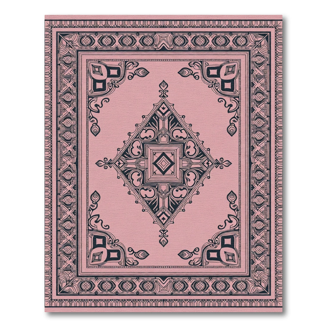 Dusty Rose Intricate Central Medallion Rug