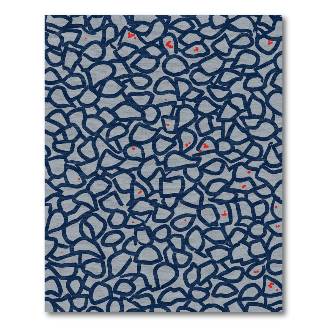 Abstract Blue Gray Red Organic Shapes Rug