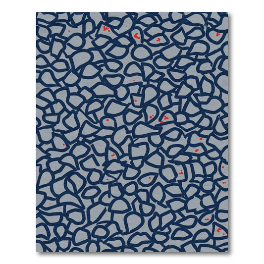 Abstract Blue Gray Red Organic Shapes Rug