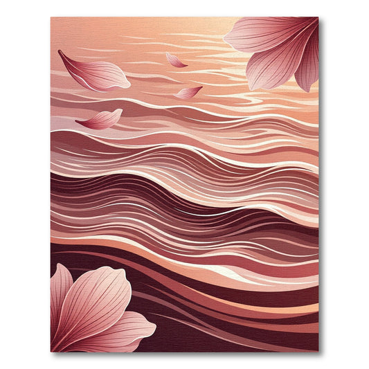 Coral Ombre Floral Wave Rug