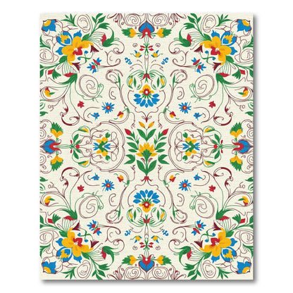 Crimson Blue Yellow Floral Vine Rug