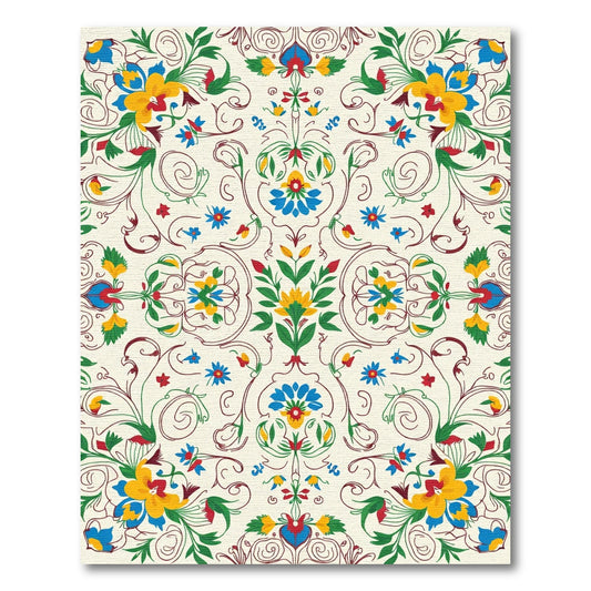 Crimson Blue Yellow Floral Vine Rug