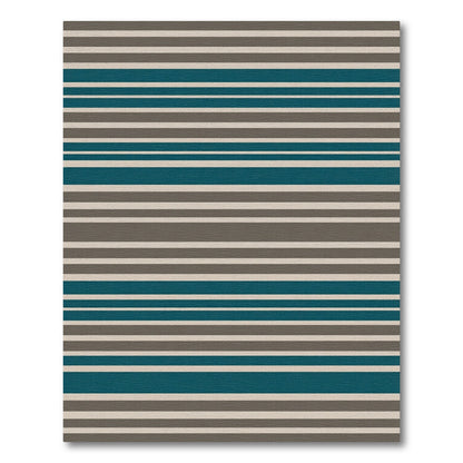 Modern Teal Gray Stripe Rug