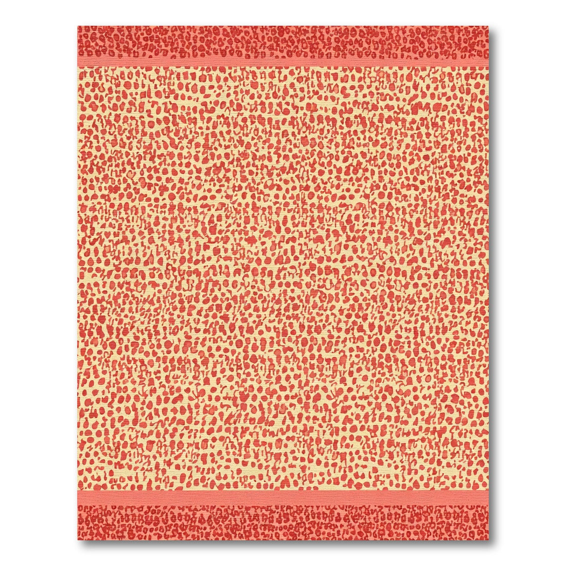 Coral Cream Abstract Spot Border Rug
