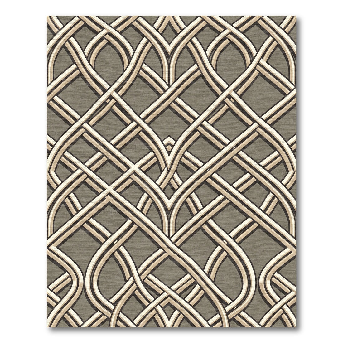 Taupe Cream Interlocking Arched Lattice Rug