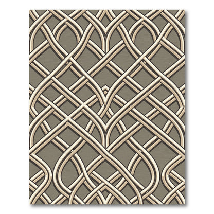 Taupe Cream Interlocking Arched Lattice Rug