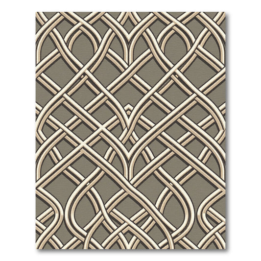 Taupe Cream Interlocking Arched Lattice Rug