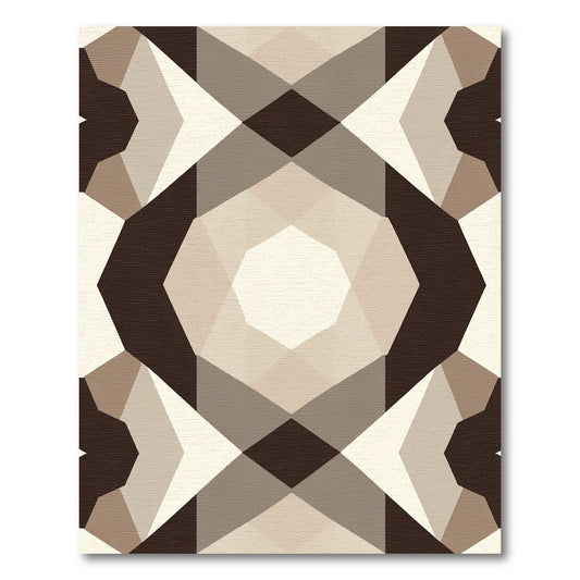 Brown and Beige Geometric Abstract Rug