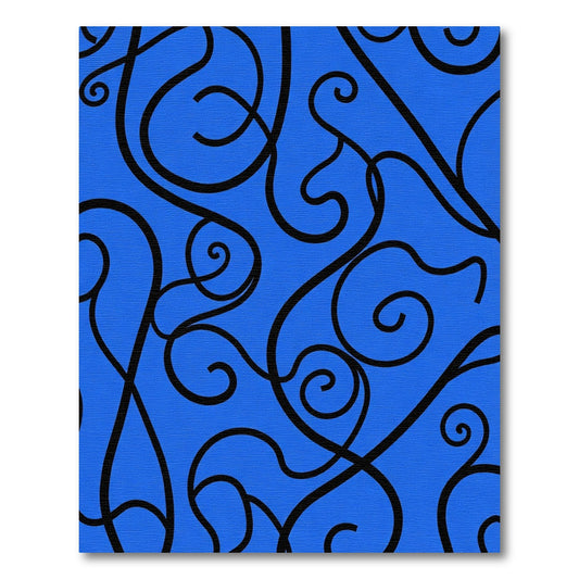 Bold Black Swirl Blue Ground Rug
