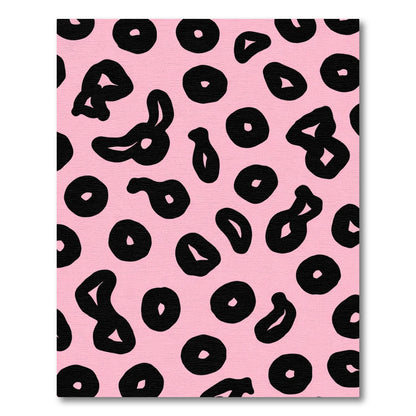 Pink Black Abstract Spots Rug