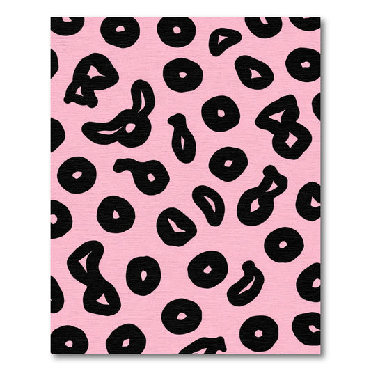 Pink Black Abstract Spots Rug
