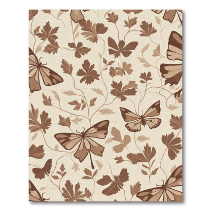 Brown Butterflies and Foliage Garden Art Rug