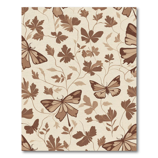Brown Butterflies and Foliage Garden Art Rug