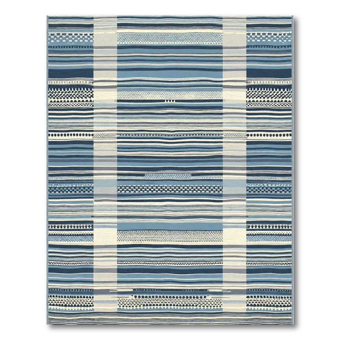 Coastal Blue Striped Woven Rug