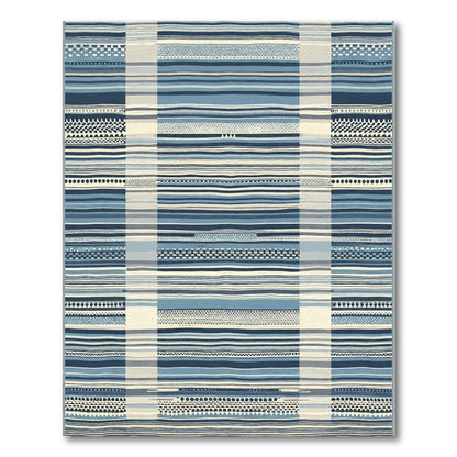 Coastal Blue Striped Woven Rug