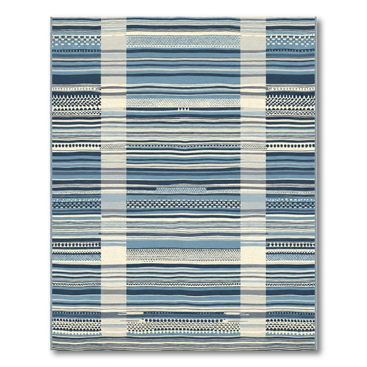 Coastal Blue Striped Woven Rug