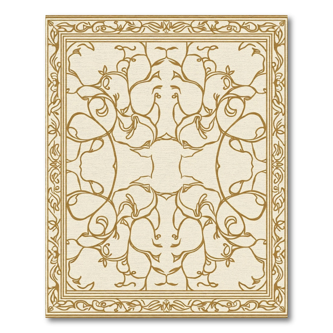 Golden Vine Scroll Border Rug