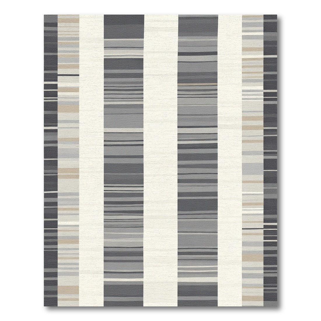 Modern Gray Cream Striped Accordion Rug