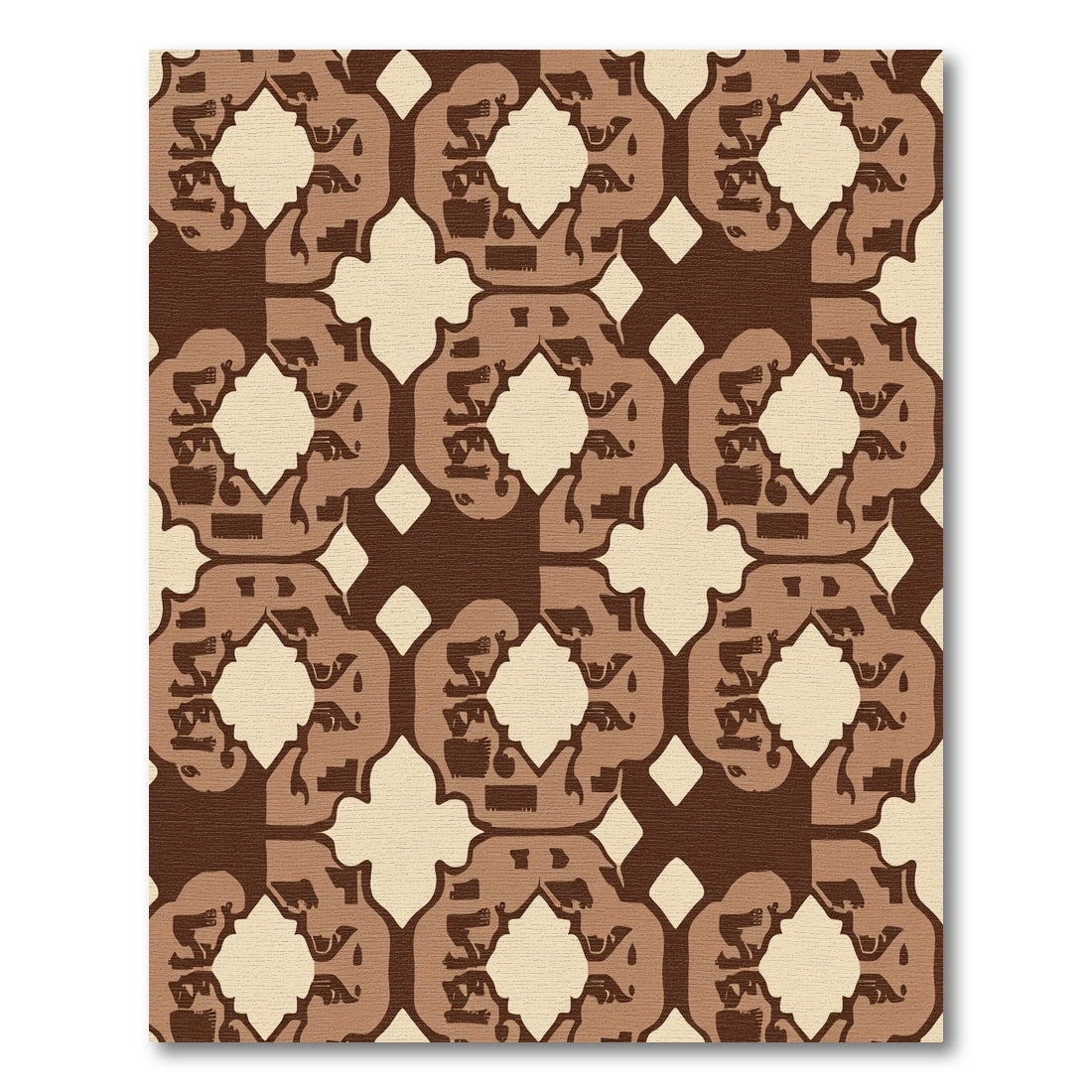 Rich Brown Abstract Repeating Motif Rug