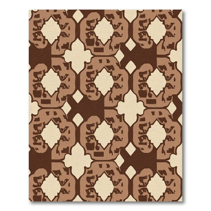 Rich Brown Abstract Repeating Motif Rug
