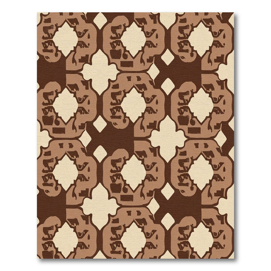 Rich Brown Abstract Repeating Motif Rug