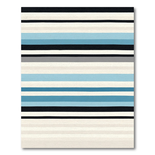 Oceanic Sky Blue Horizontal Stripe Rug