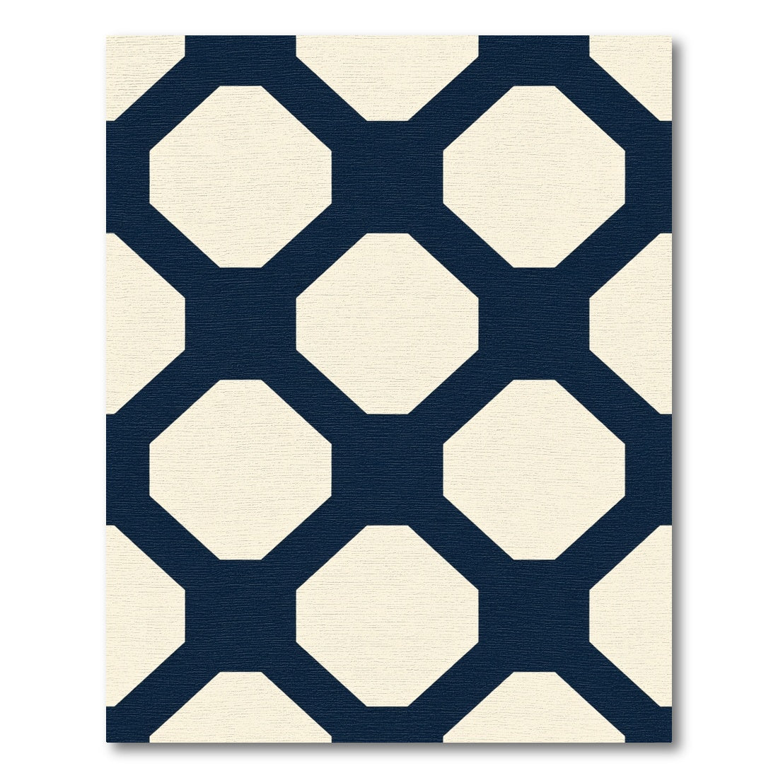 Navy Cream Octagon Lattice Rug