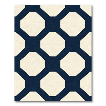 Navy Cream Octagon Lattice Rug