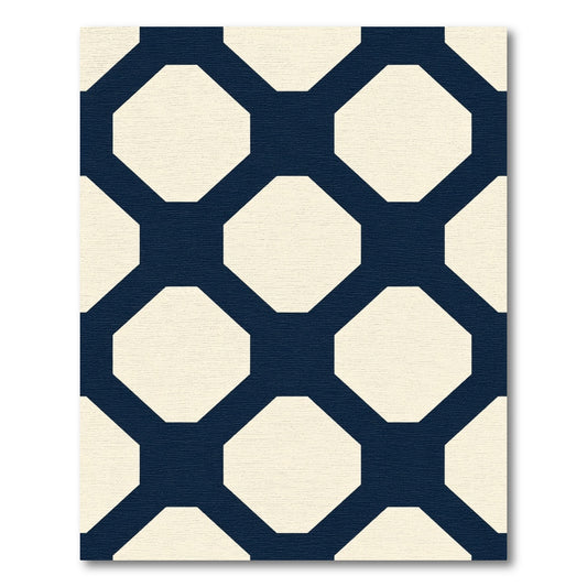 Navy Cream Octagon Lattice Rug