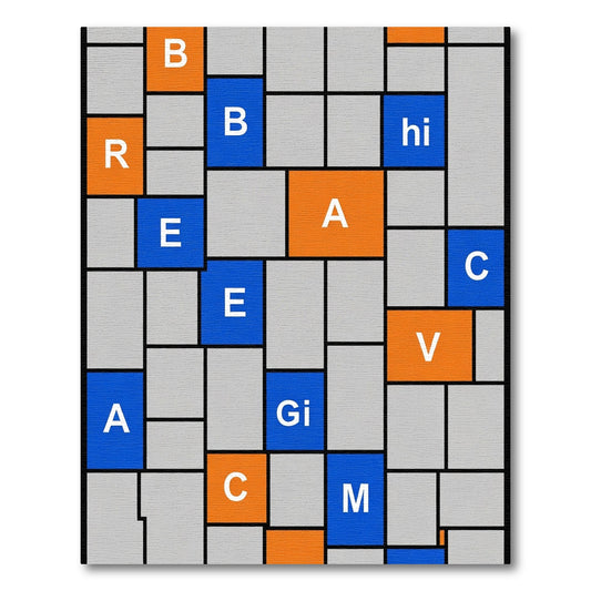 Orange Blue Gray Rectangular Graphic Rug
