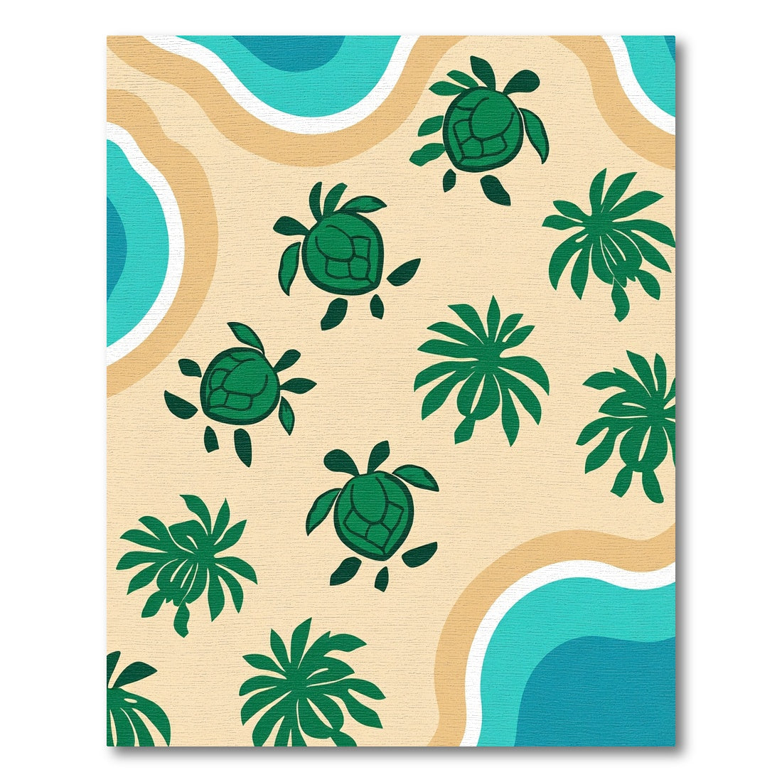 Green Sea Turtle Tropical Beach Rug