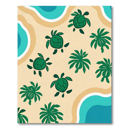 Green Sea Turtle Tropical Beach Rug