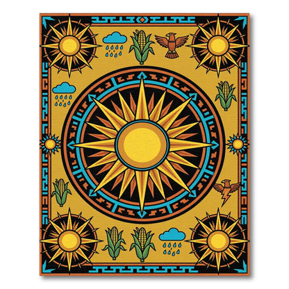 Golden Sun Celestial Corn Harvest Art Rug