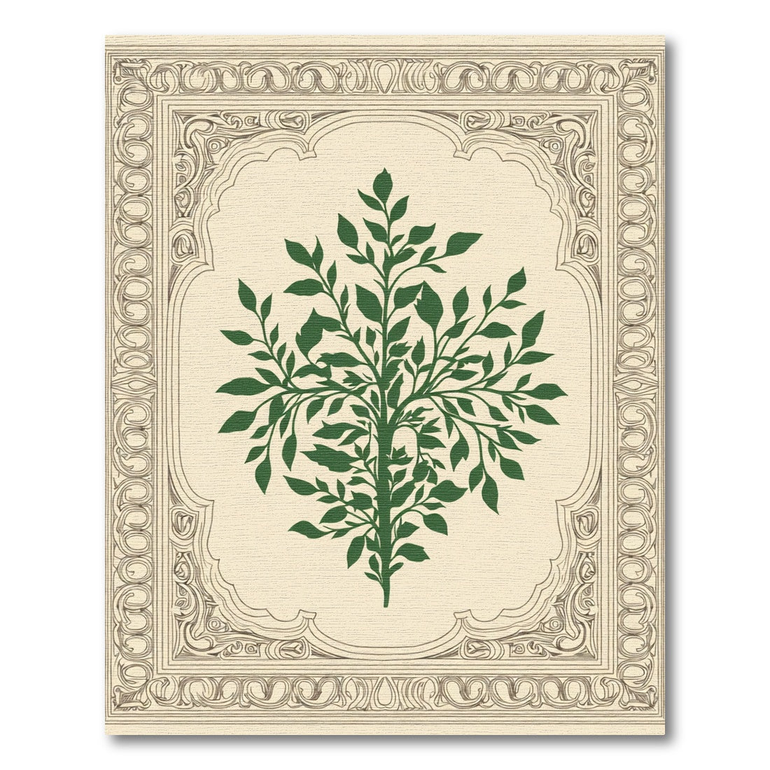 Green Tree Symmetry Border Rug