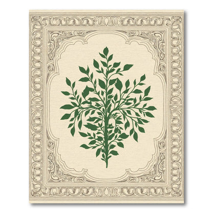 Green Tree Symmetry Border Rug
