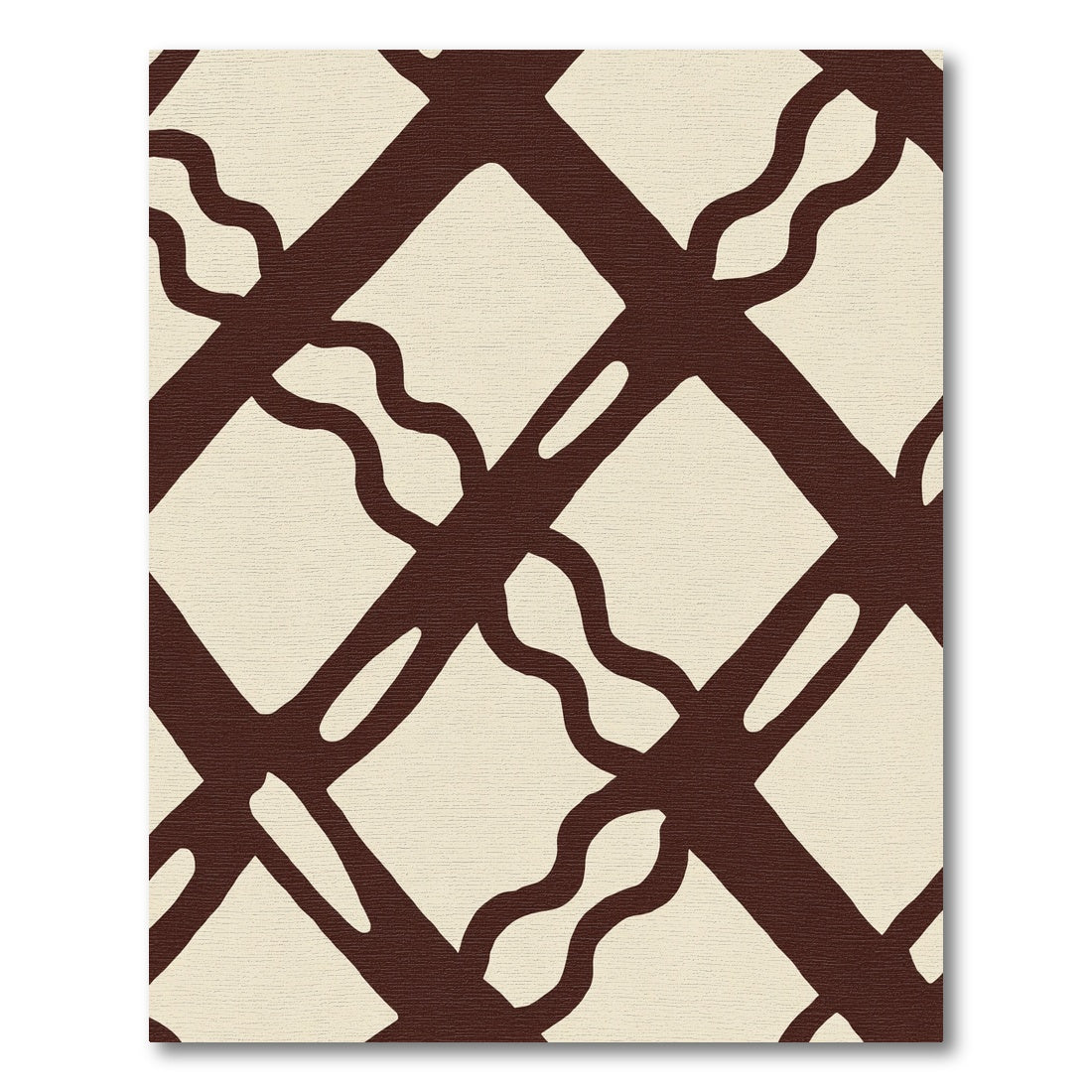 Dark Beige Interlocking Vine Grid Rug