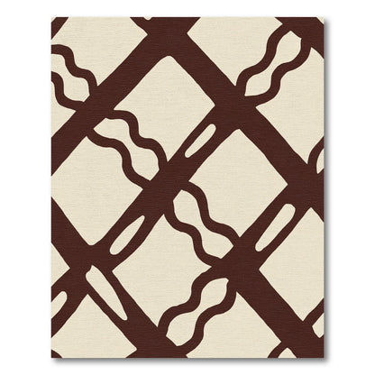 Dark Beige Interlocking Vine Grid Rug