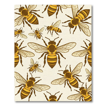 Whimsical Golden Honeybee Illustration Rug