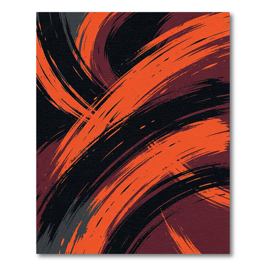 Bold Orange Black Brushstrokes Rug